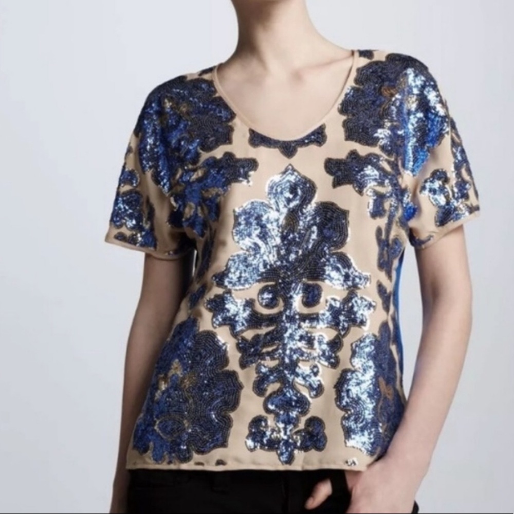 Tracey Reese For Target Blue Sequins Top Medium